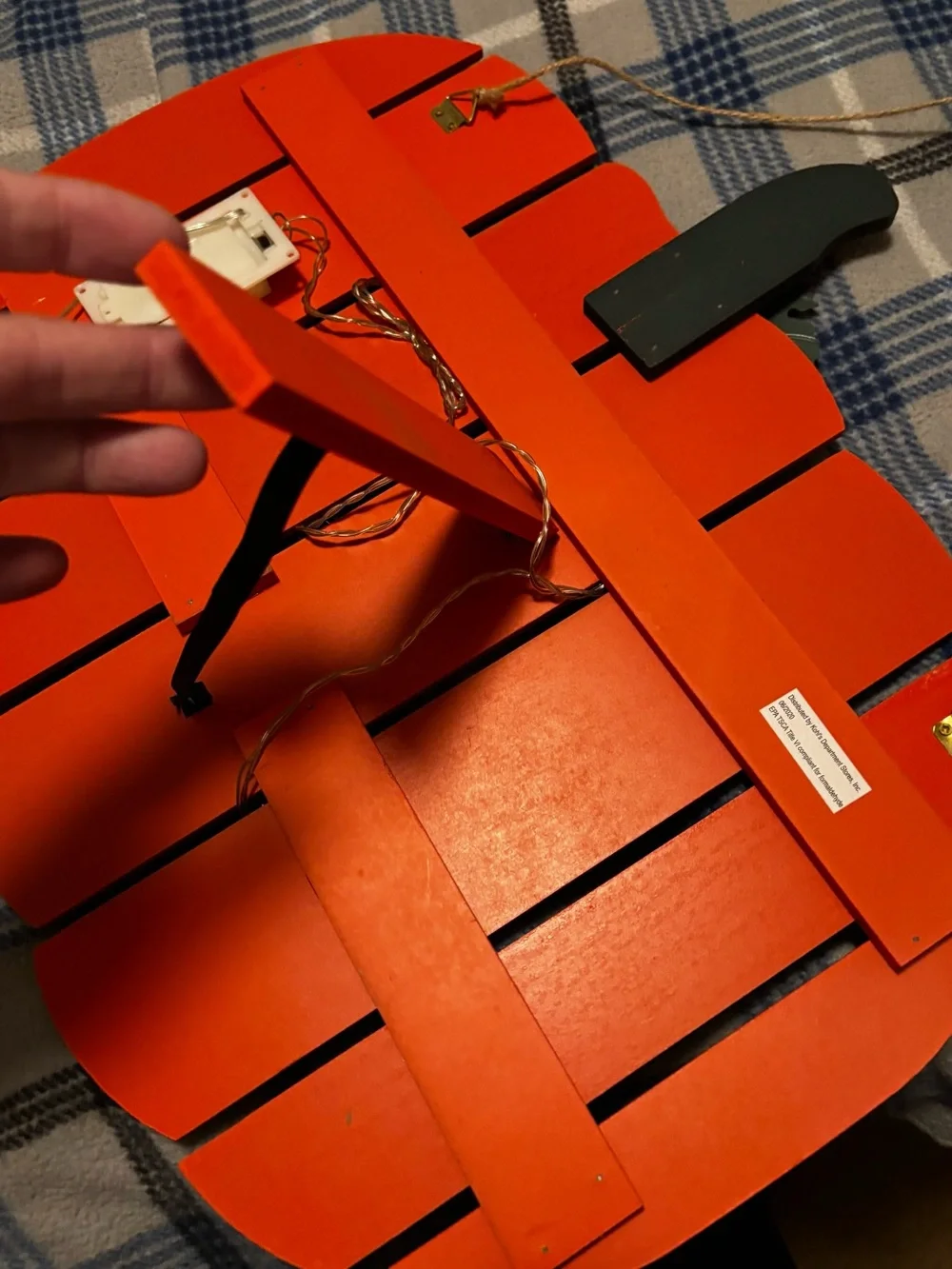 Orange Wooden Jack-O'-Lantern Wall Accent with Black Face